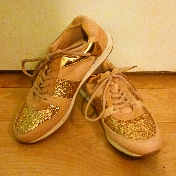 Ever Sole Shoes - Dusty Rose, Gild Shimmering at toe, matte gold at laces, size 9,